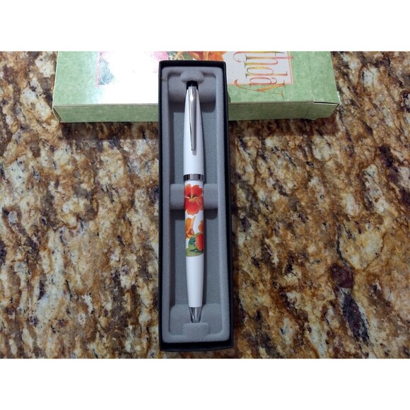 CROSS MARJOLEIN BASTIN TWIST‎ BALL POINT PEN Red & Orange Flowers NOS in Box - Picture 13 of 13